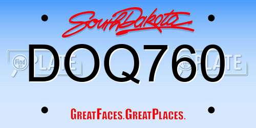 DOQ760 South Dakota License Plate