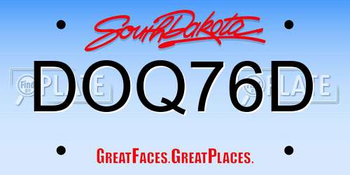 DOQ76D South Dakota License Plate