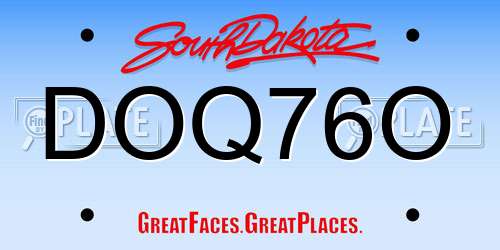 DOQ76O South Dakota License Plate