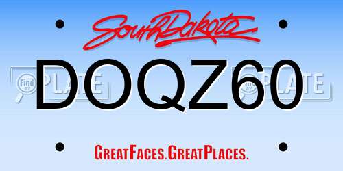 DOQZ60 South Dakota License Plate
