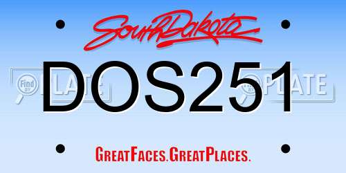 DOS251 South Dakota License Plate