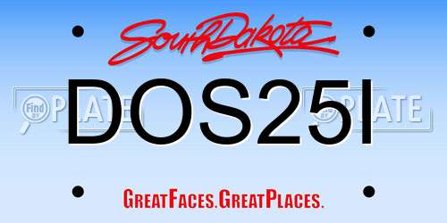 DOS25I South Dakota License Plate