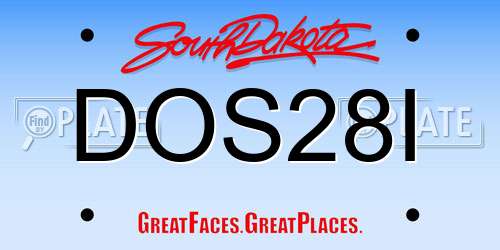 DOS28I South Dakota License Plate