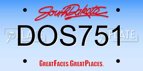 DOS751 South Dakota License Plate