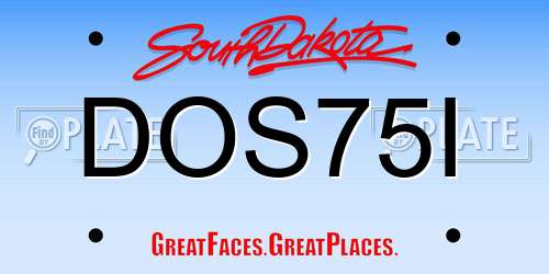 DOS75I South Dakota License Plate
