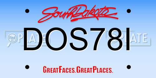 DOS78I South Dakota License Plate