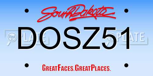 DOSZ51 South Dakota License Plate