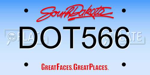 DOT566 South Dakota License Plate