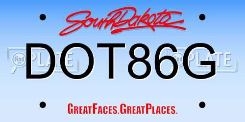 DOT86G South Dakota License Plate