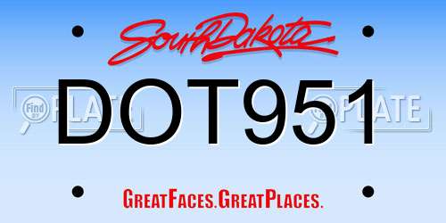 DOT951 South Dakota License Plate