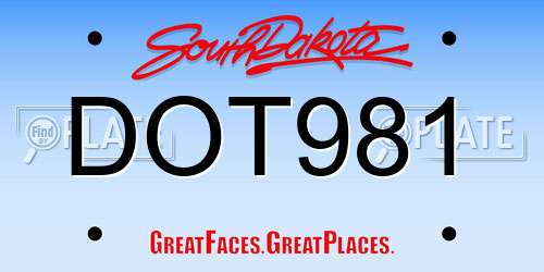 DOT981 South Dakota License Plate