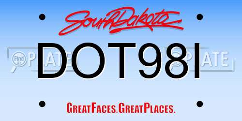 DOT98I South Dakota License Plate