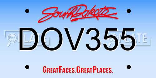 DOV355 South Dakota License Plate