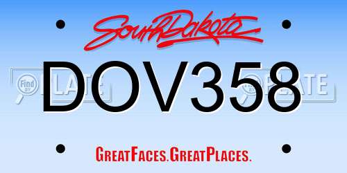 DOV358 South Dakota License Plate