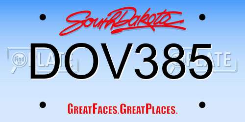 DOV385 South Dakota License Plate