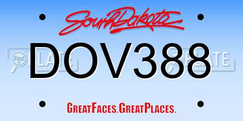 DOV388 South Dakota License Plate