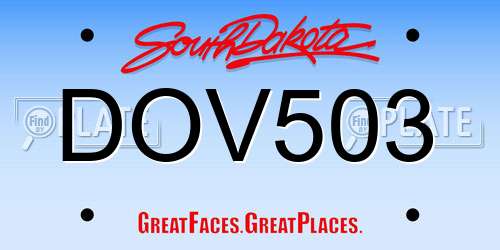 DOV503 South Dakota License Plate