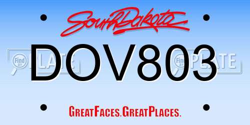 DOV803 South Dakota License Plate
