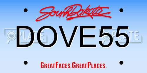 DOVE55 South Dakota License Plate