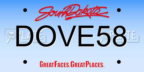 DOVE58 South Dakota License Plate