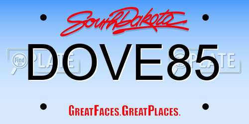 DOVE85 South Dakota License Plate