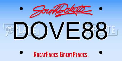DOVE88 South Dakota License Plate