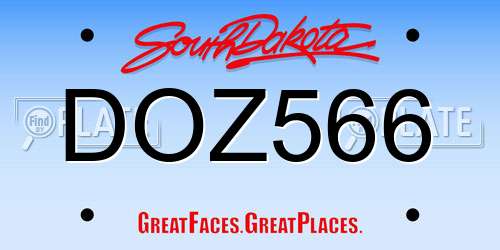 DOZ566 South Dakota License Plate