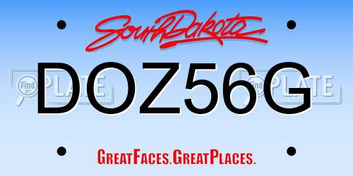 DOZ56G South Dakota License Plate