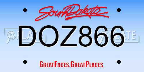 DOZ866 South Dakota License Plate