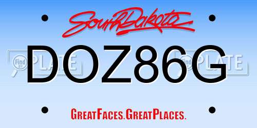 DOZ86G South Dakota License Plate