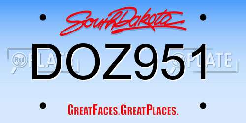 DOZ951 South Dakota License Plate