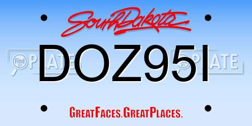DOZ95I South Dakota License Plate