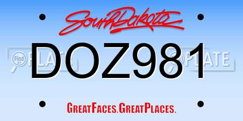 DOZ981 South Dakota License Plate