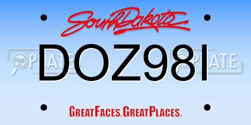 DOZ98I South Dakota License Plate