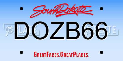 DOZB66 South Dakota License Plate