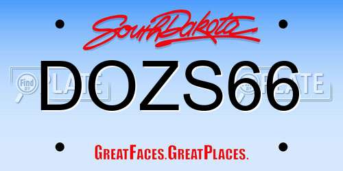 DOZS66 South Dakota License Plate