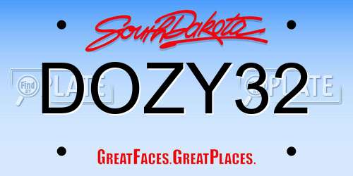 DOZY32 South Dakota License Plate