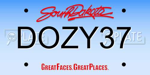 DOZY37 South Dakota License Plate