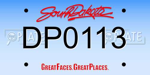 DP0113 South Dakota License Plate