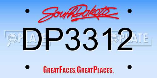 DP3312 South Dakota License Plate