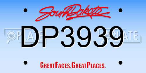 DP3939 South Dakota License Plate