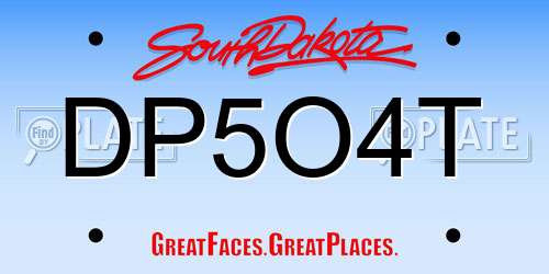 DP5O4T South Dakota License Plate