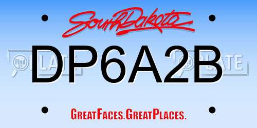 DP6A2B South Dakota License Plate