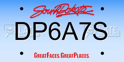 DP6A7S South Dakota License Plate