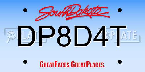 DP8D4T South Dakota License Plate