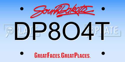 DP8O4T South Dakota License Plate