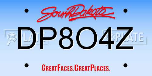 DP8O4Z South Dakota License Plate