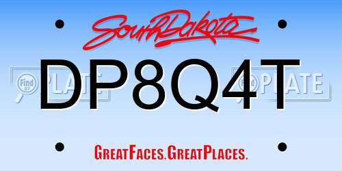 DP8Q4T South Dakota License Plate