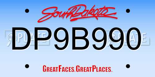 DP9B990 South Dakota License Plate