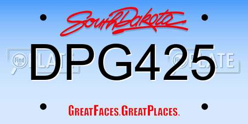 DPG425 South Dakota License Plate